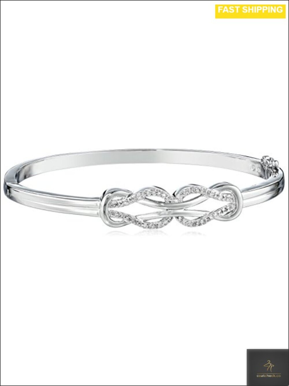 Sterling Silver Diamond Double Knot Bangle Bracelet 0.25 cttw